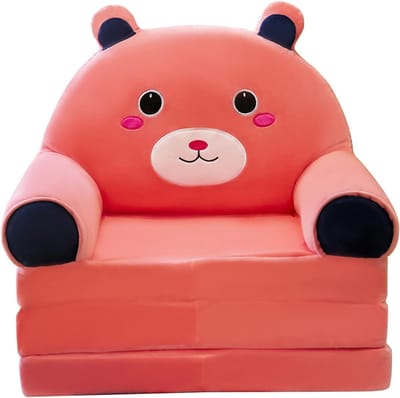 Vouwbare Kinderbank, 2-in-1 Opvouwbare Sofa voor Kinderen, Schattige Pluche Stoel voor Speelkamer en Lounge