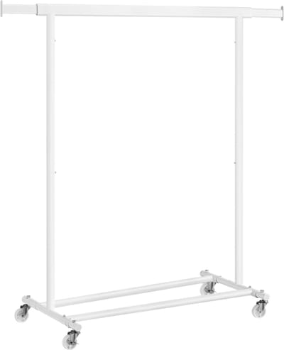 MIRA Home - Kledingrek op wieltjes - Kledingrek metaal - Wit - 45.4x132x160