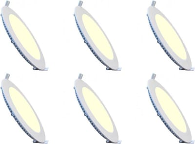 LED Downlight Inbouwspot 6 Stuks - Kingtron Thin - 15W 1440lm 120° Bundelhoek - Warm Wit 3000K - IP40 - Rond - Wit - Ø198mm Buitenmaat - Ø175mm Zaagmaat