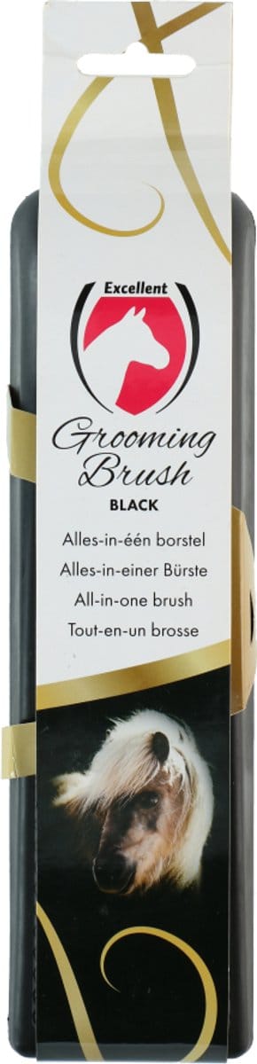 Excellent Horse Grooming Brush L - Paardenborstel - Multifunctionele paardenborstel - Paardenkam - Verwijderd losse haren en masseert - Zwart