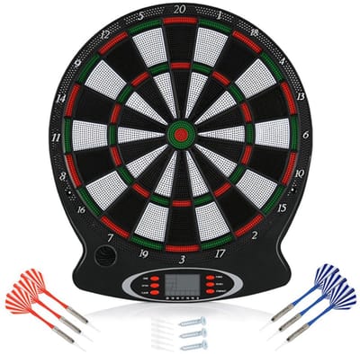 Dailygoods - Elektronisch Soft Tip Dartbord - LCD-scherm - Inclusief 6 Darts - 15 Inch - Voor Thuis en Kantoor - Ideaal voor Dartliefhebbers