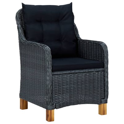 vidaXL - 7-delige - Tuinset - met - kussens - poly - rattan - donkergrijs