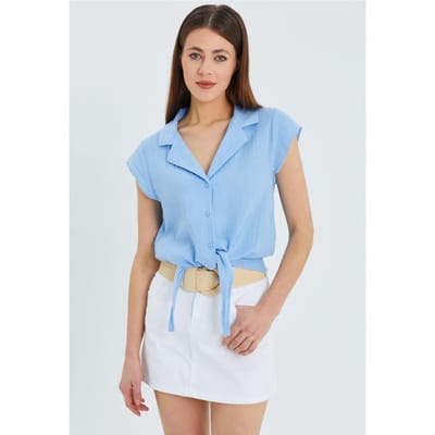 Crop Shirt met Strikdetails