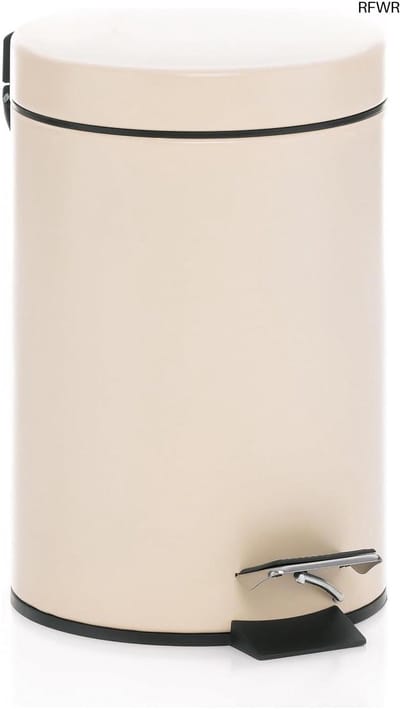 RFWR® Pedaalemmer met Voetpedaal - 3 L, Ronde Vuilnisbak voor Badkamer - Beige Metaal
