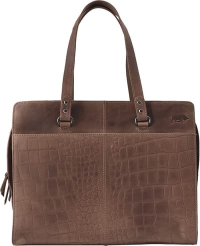 Croco Workbag Cody 15,6 Laptop – Handtas Lichtbruin Kroko Print Leer – Laptoptas Cognac - 15,6 Laptoptas