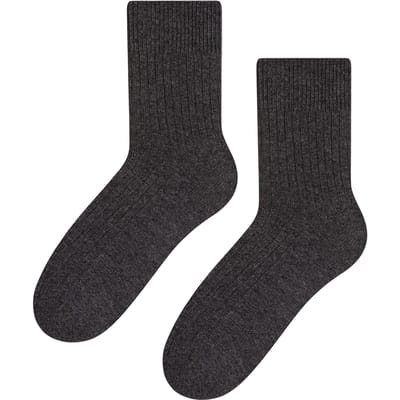 Steven - Heren Wol Kousen 1 Paar - Warme Gebreide Ribbel Kousen voor de Winter - Houtskool