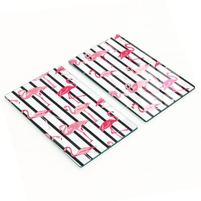 Keukenplanken van gehard glas met flamingostrepen, 2x30x52 cm