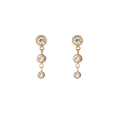 Go Dutch Label Oorknoppen 3 stenen cirkel met steen Gold E2301-2