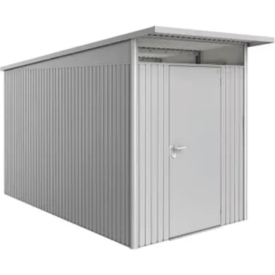 Biohort Metalen Tuinhuis Avantgarde - Zilver Metallic - 180x380cm - Enkele Deur - Met Lessenaarsdak