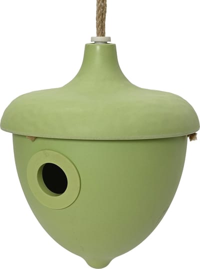 Decoris Vogelhuisje - bamboe hout - groen - D17 x H19 cm - nestkastje
