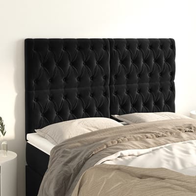 vidaXL - Hoofdbord - zwart - 160x7x118/128 - cm - fluweel