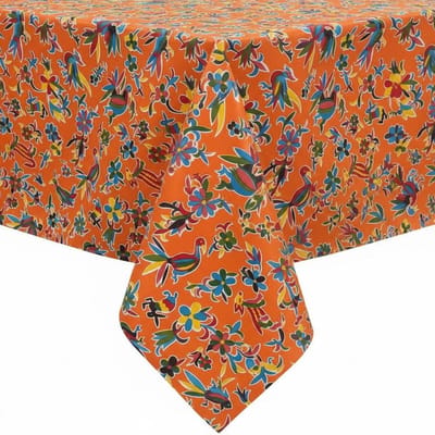 Protecttable - Rond Mexicaans Tafelzeil Oaxaqueno Oranje ⌀118cm - Tafelkleed Afwasbaar - Kunststof