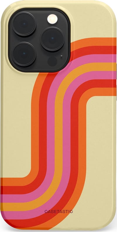 Casetastic hoesje geschikt voor Apple iPhone 14 Pro - MagSafe - Dubbellaagse bescherming - Retro bocht - Fashion Case - Zand Rood Oranje Roze