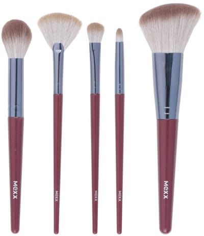Mexx Make Up Kwasten Set - Make Up Borstels Set met Foundation Kwast en Oogschaduw Borstel - Kwastenset met Poederkwast en Wenkbrauw Borstel - 5 Delig