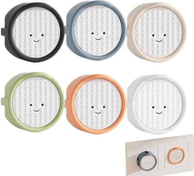 6-delige set - Siliconen stopcontactbeschermers - Siliconen gaasbeschermers - Vierkante stopcontactbeschermers met smileygezicht - Stopcontactbeschermers - Oranje, wit, zwart, abrikoos, donkerblauw, groen - Voor keukens en wasruimtes