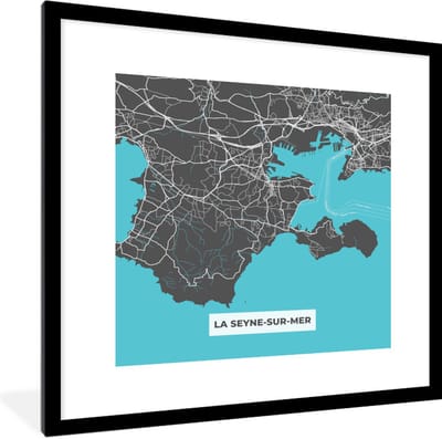 Fotolijst incl. Poster - Plattegrond - La Seyne-sur-Mer - Frankrijk - Stadskaart - Kaart - 40x40 cm - Posterlijst