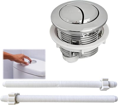 Toilet Spoelknop - Universele Knop - Toilet Reparatie - Dubbele Spoeling - 50mm Deksel - Zilver