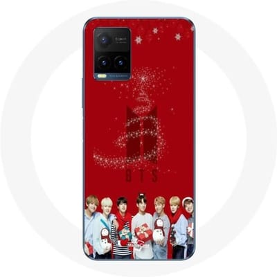 Coque pour Vivo Y21s 2021 / Y21 2021 BTS Bangtan Garçons Fond Rouge Cadeau de Noël 2023