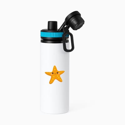 Hacebo® - zeester waterfles met draaidop blauw - Vis - Dieren liefhebbers - Zeedieren - zeesterren - water fles - 850ML