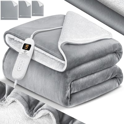 Dubbelzijdige Elektrische Deken van Sherpa Fleece - 9 Temperatuurniveaus, Automatische Uitschakeling, Wasbaar, met Digitaal Display