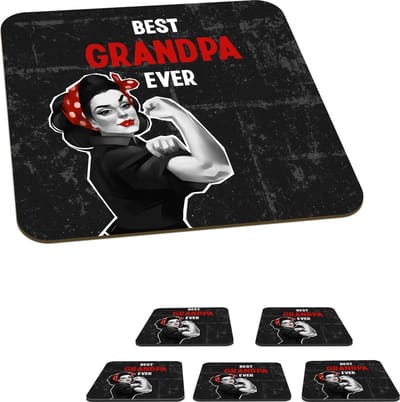 Onderzetters voor glazen - Quotes - Best grandpa ever - Spreuken - Opa - 10x10 cm - Glasonderzetters - 6 stuks