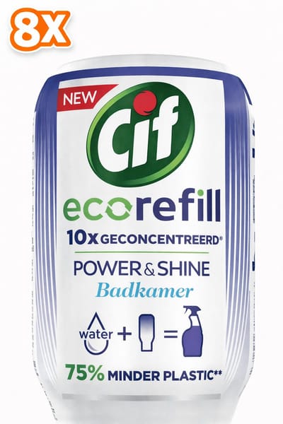 8 x Cif Eco Refill - Power & Shine - Badkamerreiniger - Spray - 70 ml