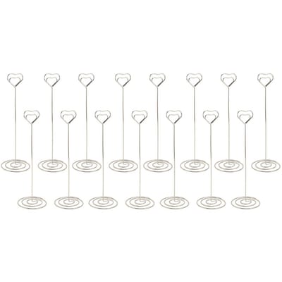 15 STUKS Tafelnummerhouder 22cm Hartvormige IJzerdraad Foto Houder Standaard voor Bruiloft Memo's Zilver zilver