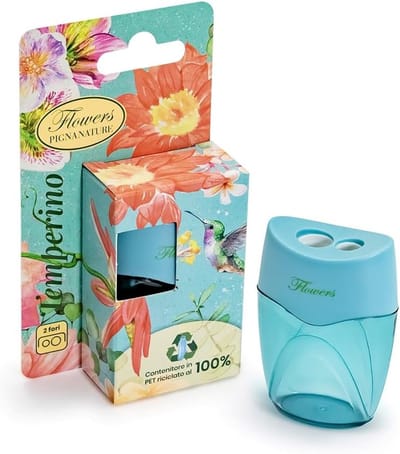 SnelShoppen - Puntenslijper met tank, 2 gaten, Nature Flowers, Schoolbenodigdheden, Kantoor, Creatief, Kinderen, Handig, Duurzaam, Kleurrijk