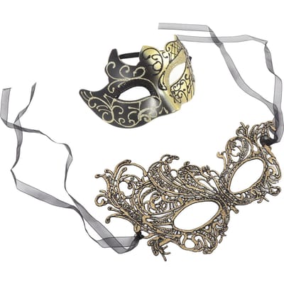 2 Stuks Maskerade Feest Oogbedekking Feestartikelen Glitter Half Gezichtsmasker voor Mannen Vrouwen Kostuum goud
