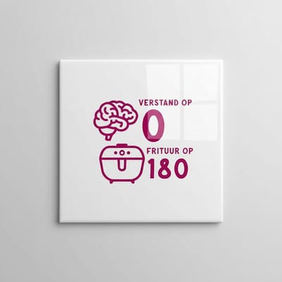 Verstand Op 0 Frituur Op 180 Quote Keramische Tegel – Grappige Keuken Wanddecoratie – 15 x 15 cm