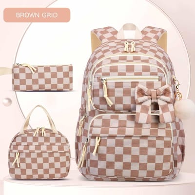 Corduroy Materiaal Schooltas Set voor Tienermeisjes Mode Strik Patchwork Damesrugzak Studentenrugzak Schattige Boekentas