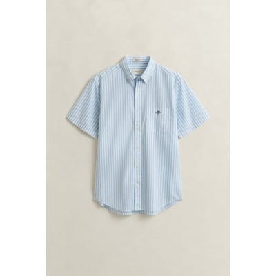Gant Overhemd Classic Poplin Stripe Short Sleeve Sky Blue / male