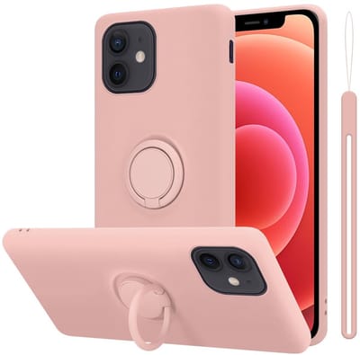 Cadorabo Hoesje geschikt voor Apple iPhone 12 MINI in LIQUID ROZE - Beschermhoes van flexibel TPU silicone Case Cover met ring