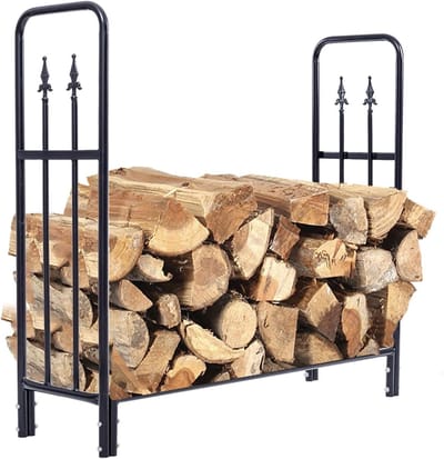 Opbergrek Brandhout - Houtmand Open Haard - Haardhout Opslaan - Grote Capaciteit - 120 cm - Zwart