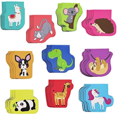 Dailygoods- Bladwijzers Set van 50 - Magnetische Bladwijzers - Dierlijke Ontwerpen - Paginaclipmarkers - Kinderen - 4,3 x 4,3 cm - Boekenleggers