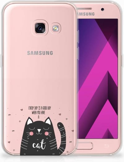 Samsung Galaxy A3 2017 Telefoonhoesje met Naam Cat Good Day