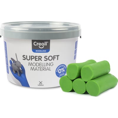 Creall Supersoft boetseerklei - groen - hersluitbare emmer - 1750 gram - glutenvrij - gemaakt in Nederland