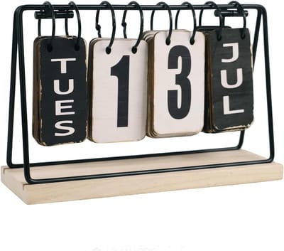 Eeuwigdurende Bureaukalender Met Houten Basis - Decoratieve Flip Kalender