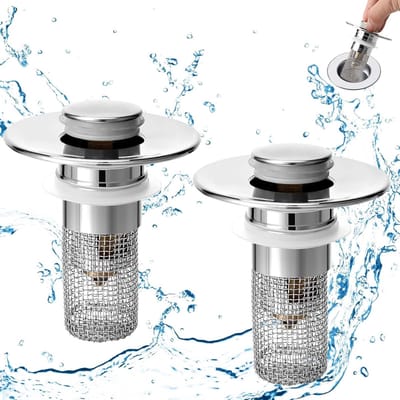 Universele Gootsteenstopper Set van 2 met Haarfilter voor Badkamer- en Keukenafvoeren