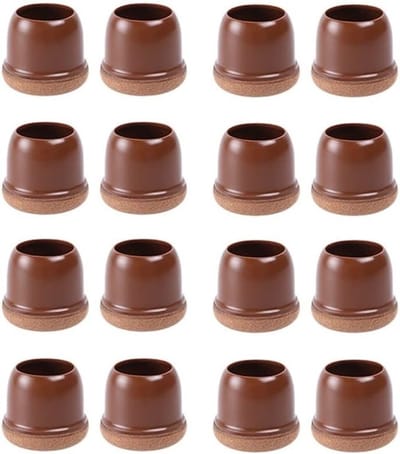 Siliconen Vloerbeschermers voor Stoelpoot met Vilt, TPE Rubber Caps voor 14-19mm Poten - 16 Stuks, Bruin Rond