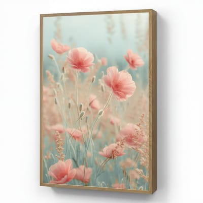 Wandlamp 70x100 cm - Oplaadbaar - Bloemen - Natuur - Klaprozen - Bloemenveld - Wandlampen binnen woonkamer - Slaapkamer lamp - Decoratieve nachtlamp - Vloerlamp draadloos