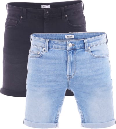 Only & Sons Heren Short Broeken ONSPLY 2 Pack regular/straight Fit Veelkleurig Volwassenen Korte Jeans Broeken