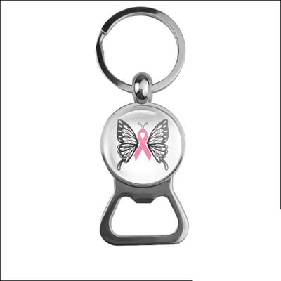 Bieropener Glas - Vlinder Pink Ribbon