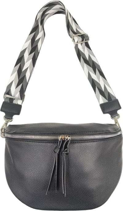 Qischa® - Crossbody heuptas bumbag - fashion riem - soft - zwart - vegan - large size