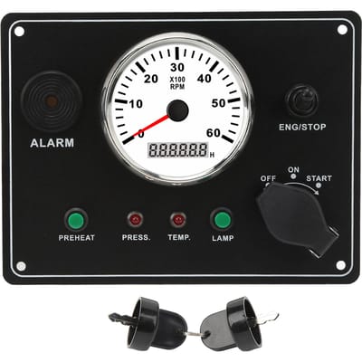 Motorinstrumentenpaneel 6000 RPM Oliedruk Watertemperatuur Alarm Toerentelleraar Paneel voor Boot Vrachtwagen 24V gray