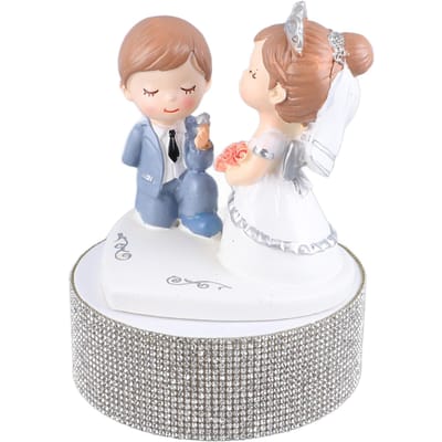 Romantisch Koppeltje Roterende Muziekdoos Hars Exquise Decoratieve Koppeldanspop Muziekdoos voor Vrouw white