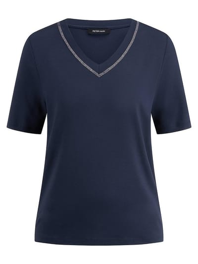 Shirt V-hals Van Peter Hahn blauw