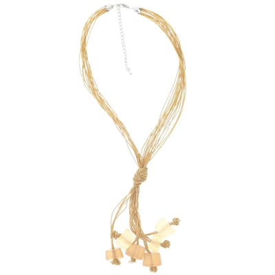Behave® Ketting bruin - hanger met beige en bruine kralen - 41 cm