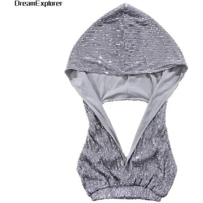 Sweats à capuche courts à paillettes K-pop pour filles Shorts de danse de rue Jupes Hip Hop Jazz pour enfants Pantalons argentés Ensembles de vêtements Streetwear pour enfants Costumes 110 gray