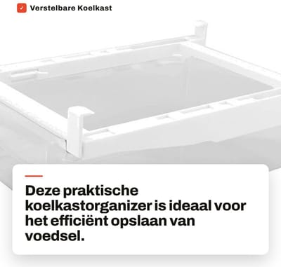 Dailygoods- Koelkastlade Verstelbaar - Koelkastorganizer Bakken - Voedselopslag - Groenten/Vlees/Eieren/Fruit - Voedselveilig Plastic - 1 Rooster